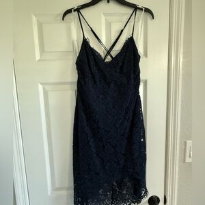 Lulu's Midnight Blue Lace Dress